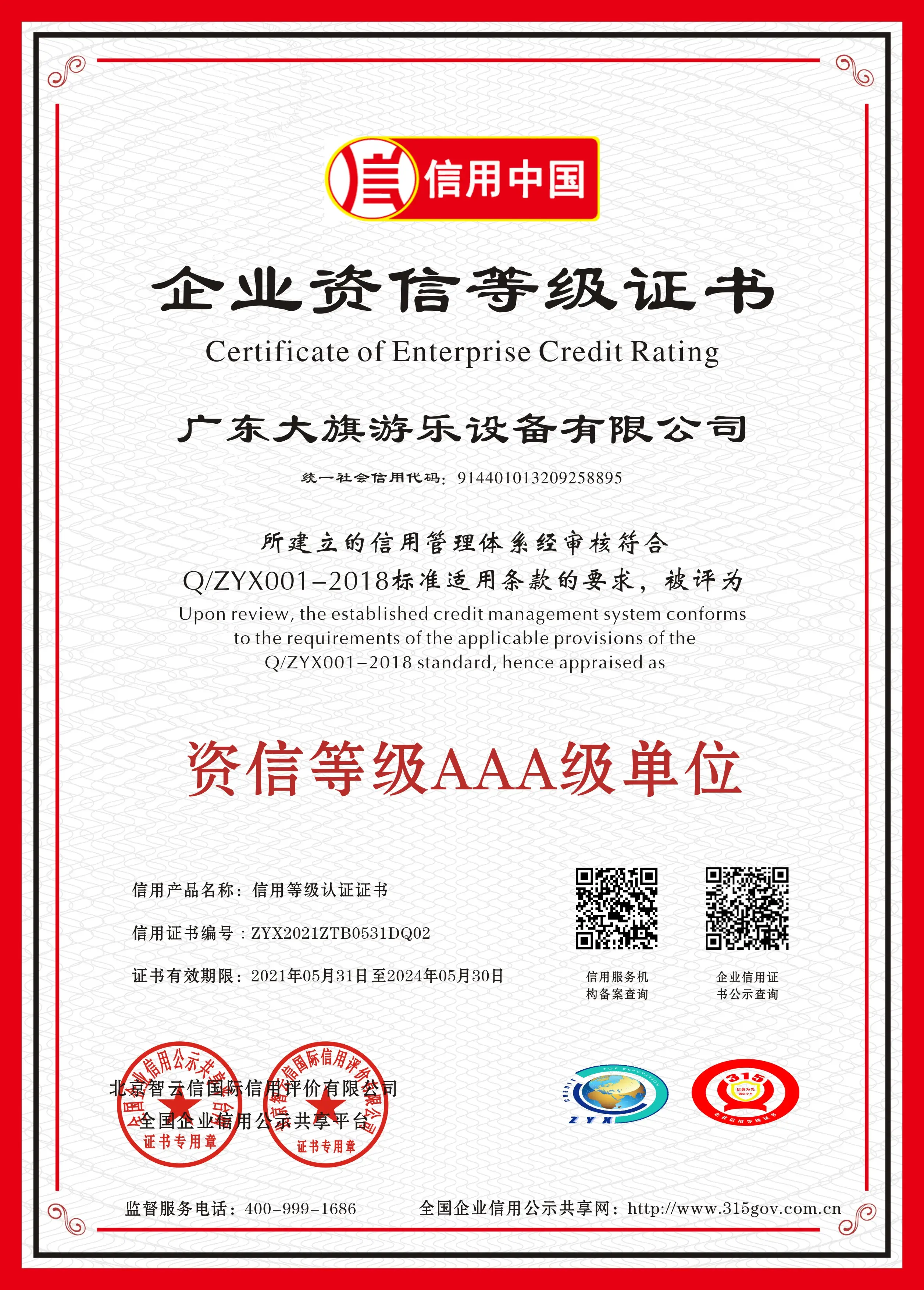 Enterprise Credit Rating AAA Unit