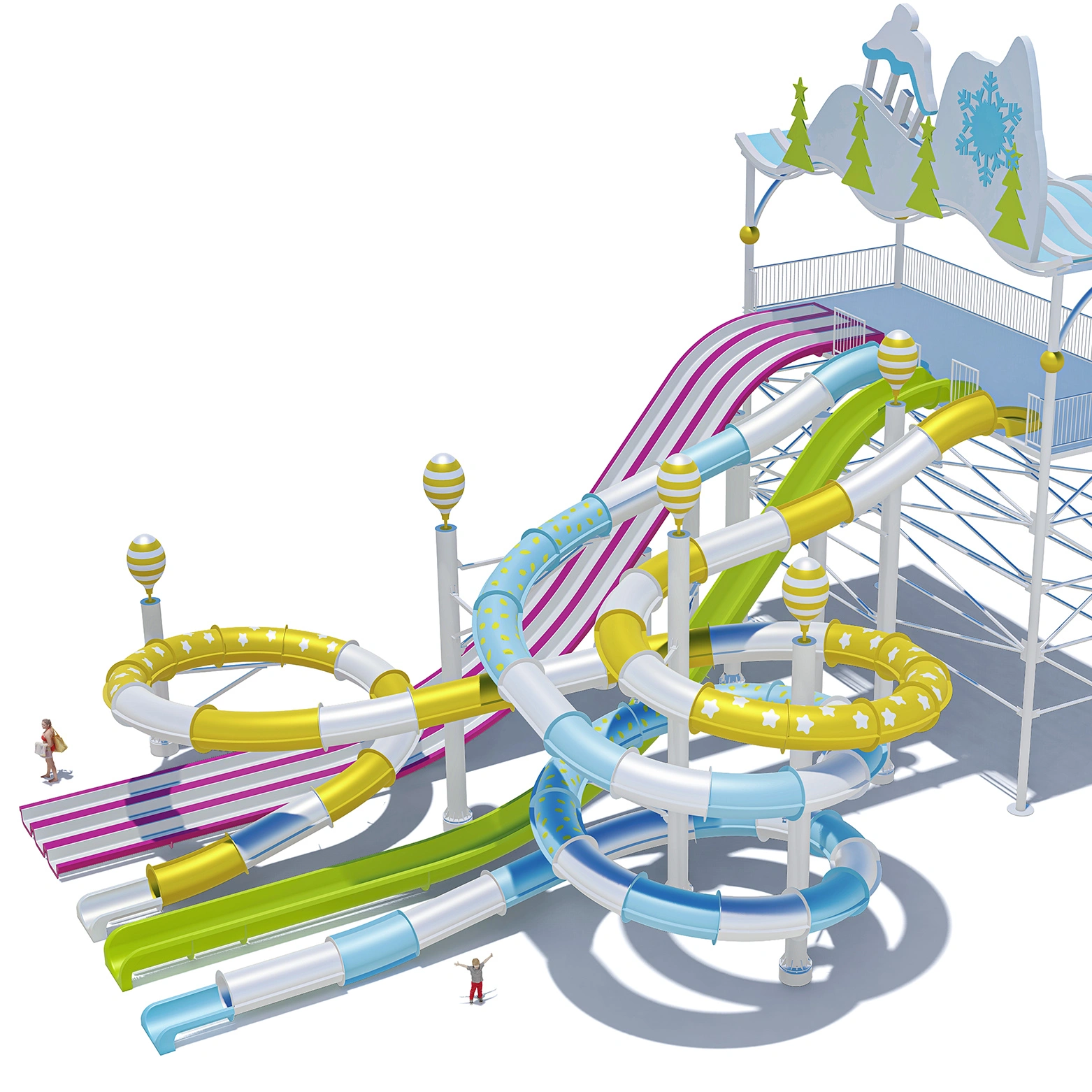 Commercial Multi-Lane & Spiral Water Slide